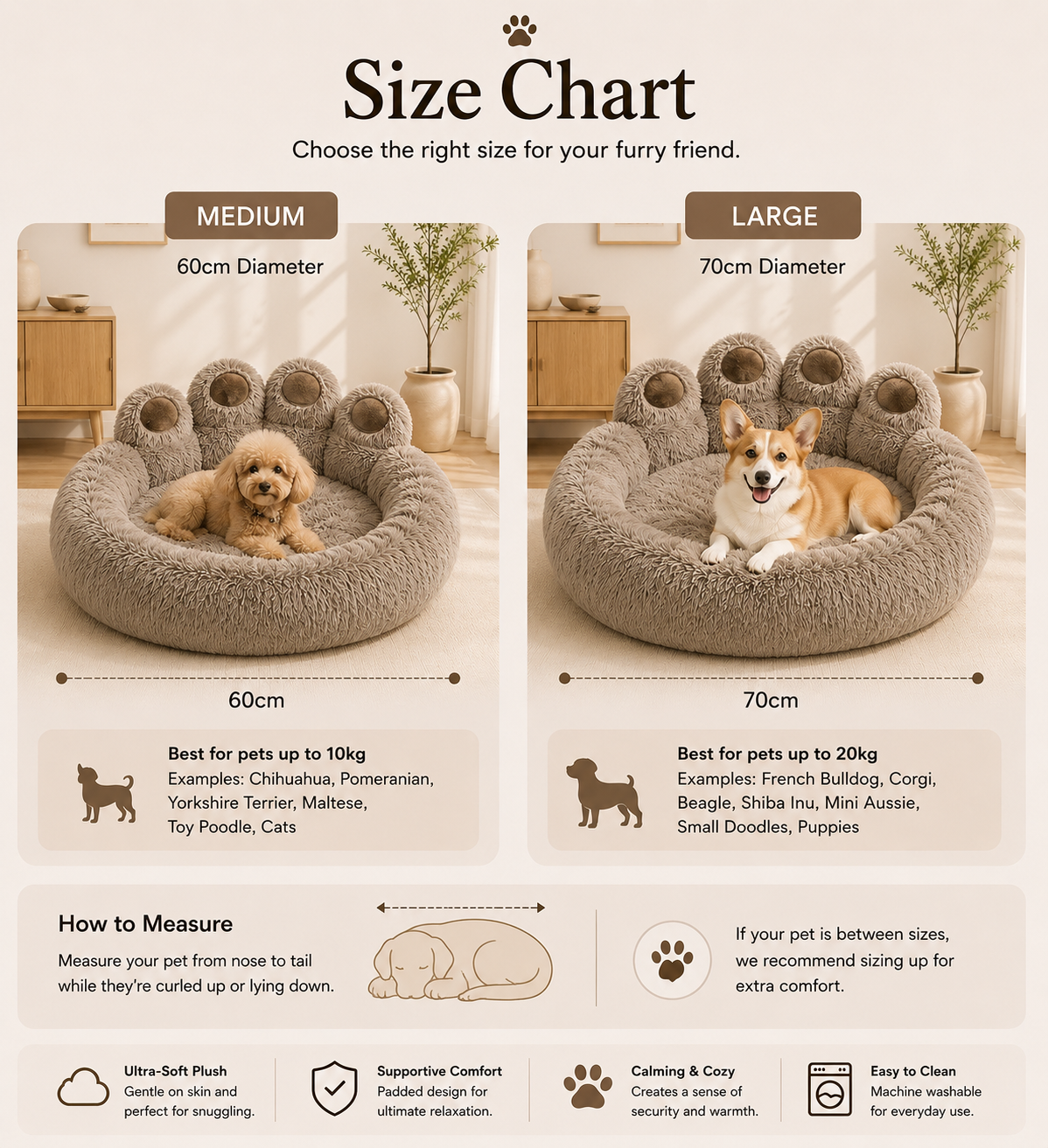 CalmaPaws Cloud Paw Bed