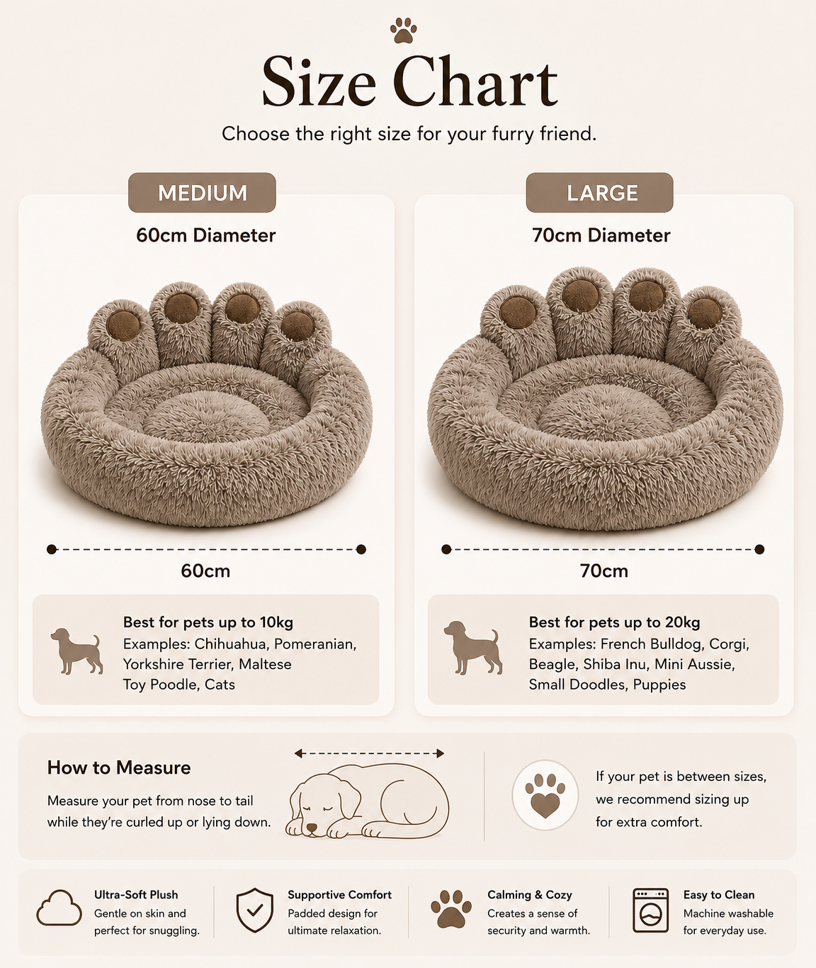 CalmaPaws Cloud Paw Bed